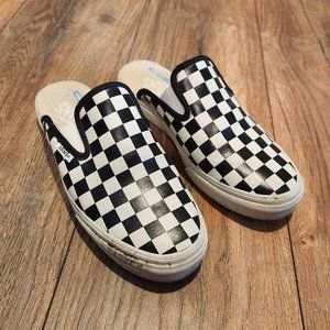 Vans Checkerboard Leather Slip On Mules